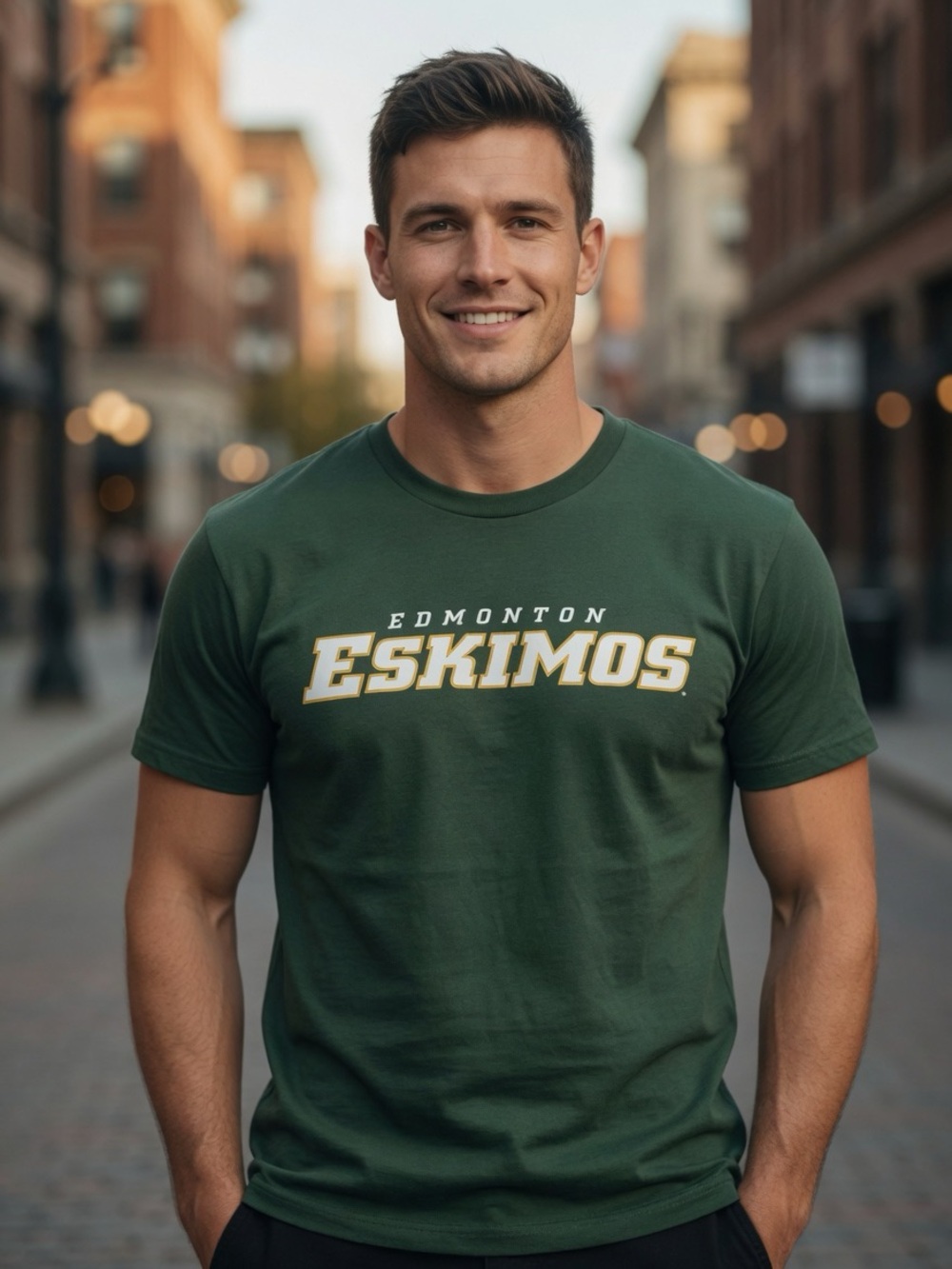 Green Cotton Tee with Interior Care Print